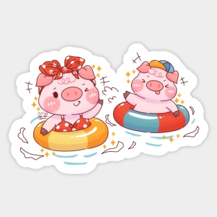 Piggy Pool Day Sticker